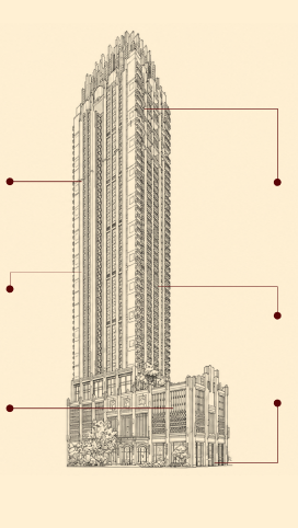 The Crimson Tower Structure Blueprint and Connector Lines